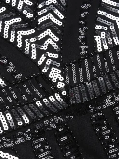 Hot Retro Stage [US Warehouse] 1920s Geometric Sequined Dress Black