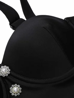 Outlet Retro Stage [US Warehouse] 1960s Polka Dots Mesh Swimsuit Black