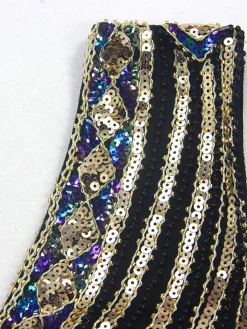 Hot Retro Stage [US Warehouse] 1920s Sequin Flapper Maxi Dress Black
