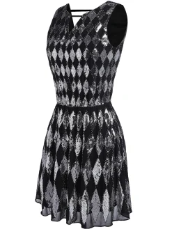 Online Retro Stage [US Warehouse] 1920s Sequined Backless Geometric Dress Black