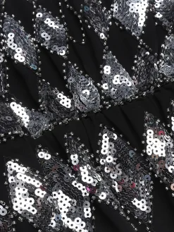 Online Retro Stage [US Warehouse] 1920s Sequined Backless Geometric Dress Black