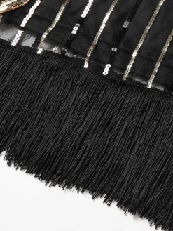 Discount Retro Stage [US Warehouse] 1920s Sequined Flapper Dress Black