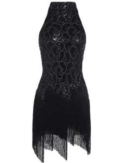 Best Retro Stage [US Warehouse] 1920s Sequined Glitter Dress Black