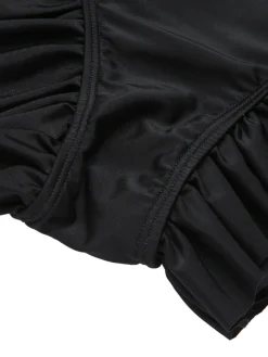 Outlet Retro Stage [US Warehouse] 1960s Tuxedo Ruffle Strap Swimsuit Black