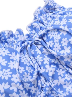 Hot Retro Stage [US Warehouse] 1980s Ditsy Floral Strap Swimsuit Blue