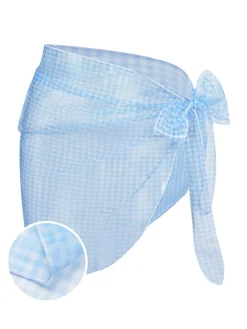 Hot Retro Stage [US Warehouse] 1950s Plaids Mesh Cover-Up Blue