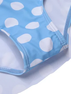 Hot Retro Stage [US Warehouse] 1960s Polka Dot Petal Neck Swimsuit Blue