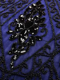 Fashion Retro Stage [US Warehouse] 1920s Sequin Art Deco Flapper Dress Blue