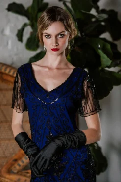 Fashion Retro Stage [US Warehouse] 1920s Sequin Art Deco Flapper Dress Blue