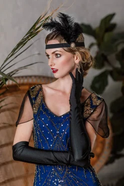 Clearance Retro Stage [US Warehouse] Blue 1920s Sequined Maxi Flapper Dress