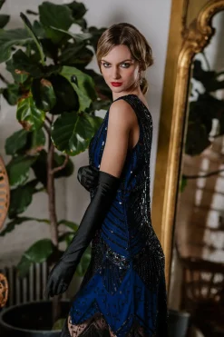 Clearance Retro Stage [US Warehouse] 1920s Sequined Flapper Dress Blue