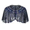 New Retro Stage [US Warehouse] Blue 1920s Shawl Beaded Sequin Flapper Cape