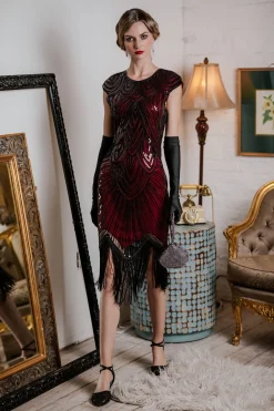 Clearance Retro Stage [US Warehouse] Blue 1920s Tassel Gatsby Flapper Dress