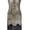 Hot Retro Stage [US Warehouse] Champagn Plus Size 1920s Sequined Dress