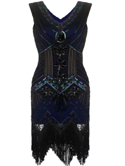 Hot Retro Stage [US Warehouse] Champagn Plus Size 1920s Sequined Dress