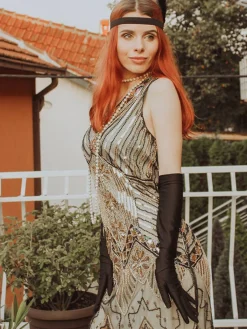 Online Retro Stage [US Warehouse] 1920s Sequined Flapper Dress Champagne