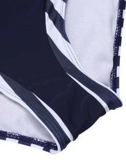 New Retro Stage [US Warehouse] 1930s Stripes Halter Buttons Swimsuit Dark Blue