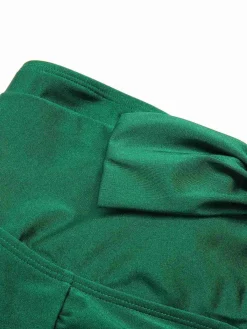 Discount Retro Stage [US Warehouse] 1970s Solid Pleated Bandeau Swimsuit Dark Green