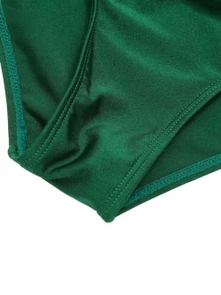 Discount Retro Stage [US Warehouse] 1970s Solid Pleated Bandeau Swimsuit Dark Green