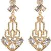 Discount Retro Stage [US Warehouse] Gold 1920s Hollow Out Dangle Earrings