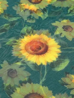Fashion Retro Stage [US Warehouse] 1940s Chiffon Sunflowers Cover-up Green