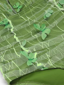 New Retro Stage [US Warehouse] 1960s 3D Butterfly Mesh Swimsuit Green