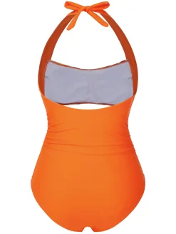 Hot Retro Stage [US Warehouse] Green 1930s Peony Halter One-Piece Swimsuit