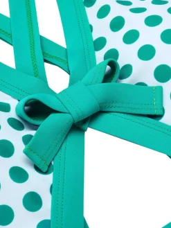 Discount Retro Stage [US Warehouse] 1940s Polka Dot Bowknot One-Piece Swimsuit Green