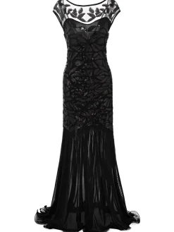 Outlet Retro Stage [US Warehouse] Green 1920s Sequin Maxi Flapper Dress