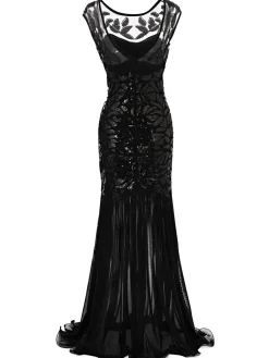 Outlet Retro Stage [US Warehouse] Green 1920s Sequin Maxi Flapper Dress
