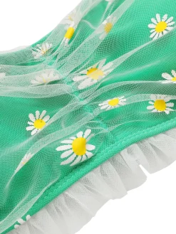 Online Retro Stage [US Warehouse] Green 1950s Summer Daisy Tankini Set