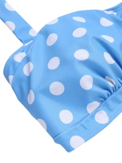 New Retro Stage [US Warehouse] 2PCS 1950s Polka Dots Bikini Set Blue