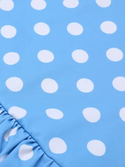 New Retro Stage [US Warehouse] 2PCS 1950s Polka Dots Bikini Set Blue