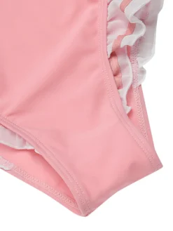 Hot Retro Stage [US Warehouse] 1950s Bowknot Lapel One-Piece Swimsuit Pink