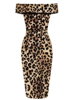 Sale Retro Stage [US Warehouse] Pink 1960s Off-shoulder Dots Pencil Dress