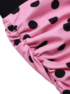 Discount Retro Stage [US Warehouse] 1950s Polka Dot Halter Skirt Swimsuit Pink