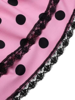 Discount Retro Stage [US Warehouse] 1950s Polka Dot Halter Skirt Swimsuit Pink