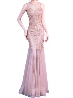 Best Retro Stage [US Warehouse] 1920s Sequin Gatsby Long Dress Pink