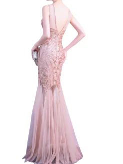 Best Retro Stage [US Warehouse] 1920s Sequin Gatsby Long Dress Pink