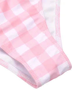 Hot Retro Stage [US Warehouse] 1940s Spaghetti Strap Plaid Bow Swimsuit Pink