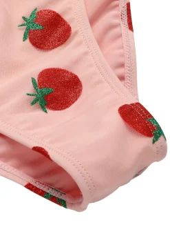 Outlet Retro Stage [US Warehouse] 1950s Strawberry Lace-Up Halter Swimsuit Pink