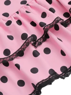New Retro Stage [US Warehouse] [Plus Size] Pink 1940s Polka Dots Hater Swimsuit