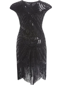 Fashion Retro Stage [US Warehouse] Plus Size 1920s Sequin Dress Black