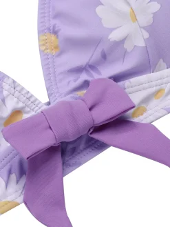 New Retro Stage [US Warehouse] 1950s Daisy Bow Strap Swimsuit Purple