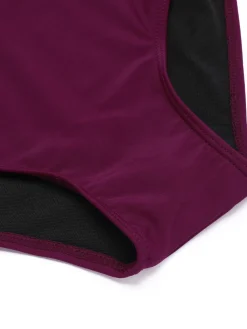 Sale Retro Stage [US Warehouse] Raspberry Purple 1960s V-Neck One-piece Swimsuit Purple Red