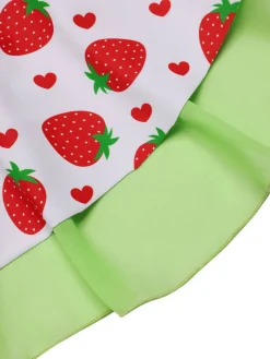 Fashion Retro Stage [US Warehouse] Red & Green 1940s Strawberry Bow Swim Dress Bright Green