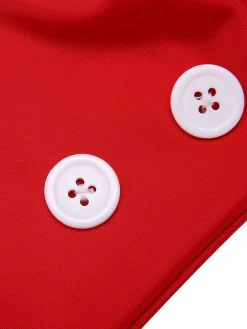 Clearance Retro Stage [US Warehouse] 1950s Button Ruffles Halter Swimsuit Red