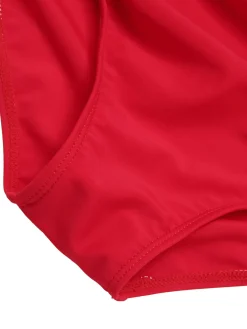 Best Retro Stage [US Warehouse] 1950s Halter Ruffle Cherry Bikini Set Red