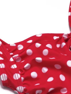 Hot Retro Stage [US Warehouse] 1940s Polka Dot Strap One-Piece Swimsuit Red