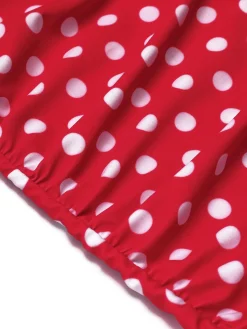 Hot Retro Stage [US Warehouse] 1940s Polka Dot Strap One-Piece Swimsuit Red